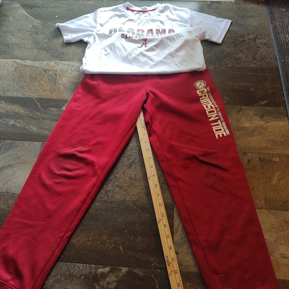 Russell Alabama Crimson Tide Kids Set L 10/12 Red White Excellent Jogger Tee